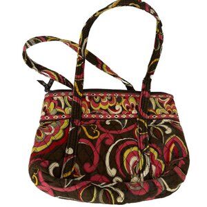 Vera Bradley Morgan Puccini Tote Red Brown Quilted Women’s Purse Bag Zip Pockets